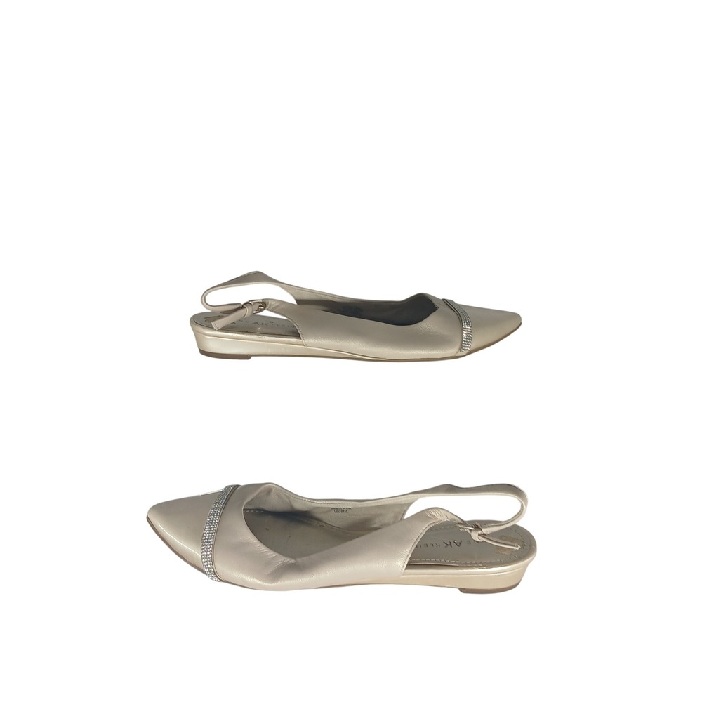 Anne Klein Slingback Flats 10M Champagne Leather Rhinestone AK7JOORA iFlex Chic